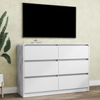 Vibe & Dine White 6 Drawer Dresser for Bedroom, Modern Wooden Dressers & Chests of Drawers with Arc Edge Design, 47" Wide Dresser for Closet, Living Room, Entryway - Image 7
