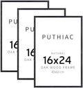 puthiac 16x24 Solid Oak Wood Picture Frames, Black, 3 Pack by PUTHIAC