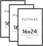 puthiac 16x24 Solid Oak Wood Picture Frames, Black, 3 Pack by PUTHIAC