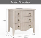 FUSUNBAO Fluted Nightstand with Charging Station & 3 Drawers,Nature Oak - Image 2