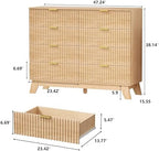 HUANLEGO 48" W Tall Fluted Dresser for Bedroom with 8 Drawer, Oak - Image 2