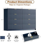 Furniway Navy Blue Dresser for Bedroom, Modern Dresser with 8 Drawers and Smooth Slides, Wide Chest of Drawers with Golden Handles for Bedroom, Closet, 15.7" D x 55" W x 37.4" H - Image 2