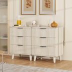 3 Drawers Nightstands Set of 2 w/Charging Station, Modern Fluted Dresser - Image 7