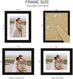 Hongkee 9x11 Picture Frame Set of 4, Made of Real Glass and Black Frame - Display Picture 7x9 with Mat or 9x11 Without Mat, 9 by 11 Photo for Wall or Tabletop - Image 2
