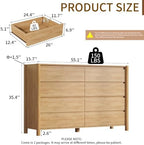 CHUWELL 55.1" Wide Oak 8 Drawer Dresser for Bedroom with Solid Wood Legs - Image 2