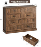 Farmhouse 8 Drawer Dresser for Bedroom, 55" Walnut Dresser with TV Stand - Image 2