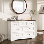 Farmhouse 7 Drawers Dresser for Bedroom with Charging Station,Wood Dressers by FFBCFDKFurnitureSet