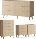 Modern Dressers and Nightstands Set 4-Piece, 2 Nightstands + 5 + 6-Drawers by Lulive