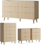 Modern Dressers and Nightstands Set 4-Piece, 2 Nightstands + 5 + 6-Drawers by Lulive