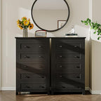 Wodeer Black Dresser Tall 5 Drawer Dresser for Bedroom, Wooden Dressers & Chests of Drawers with Metal Handles, Modern Storage Cabinet and Organizer Drawers for Bedroom, Hallway, Entryway - Image 3
