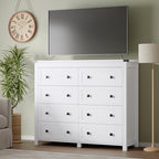 BORNOON Tall 8-Drawer Dresser, Modern Wooden Storage Chest of Drawers, Dresser TV Stand, Wood Drawer Organizer with Metal Handles for Bedroom, Living Room, Hallway - Image 5