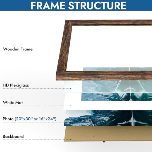 Hongkee 20x30 Frame Set of 4, 20 x 30 Rustic Brown Wood Style(Mat 16x24) - Image 4