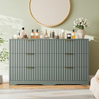 Fluted 6 Drawers Dresser for Bedroom, 55" Wide Wood Dressers, Green - Image 6