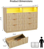 VOWNER Fluted 6 Drawers Dresser for Bedroom Chest of Drawers with 2 Shelves - Image 2