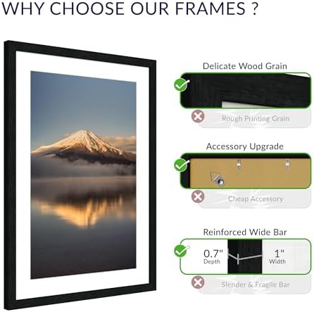 20x28 Poster Frame, Black Wood Frame with 16x24 Mat, 3 Pack - Image 3