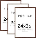 puthiac 24x36 Solid Oak Wood Picture Frames, Walnut, 3 Pack by PUTHIAC