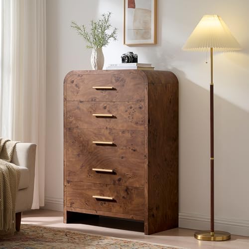 Curved Drawer Dresser for Bedroom with 5 Drawers, 31'' Wide Chest of Drawer by TheBeautyofRusticRefined
