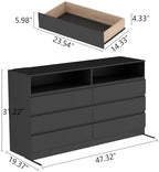 Gyfimoie Black 6-Drawer Dresser for Bedroom w/Power Outlet and LED Light - Image 2