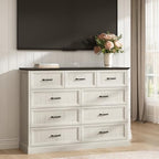 Farmhouse 9 Drawer Dresser for Bedroom, 55" White Dresser with TV Stand - Image 6