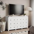 Xixini 59.1" Wide 9-Drawer Farmhouse Dresser for Bedroom, White - Image 6