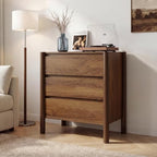 HOUROM Walnut 3 Drawer Dresser for Bedroom, Mid Century Modern Chest - Image 6