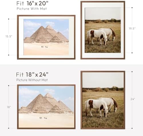 18x24 Poster Frame, Solid Oak 18 x 24 Poster Frames Matted to 16x20 - Image 3