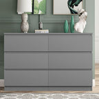 Vibe & Dine Grey Dressers for Bedroom, Double Dresser with 6 Drawers, Modern Chest of Drawers with Wide Storage for Closet, Bedroom, Living Room - Image 2