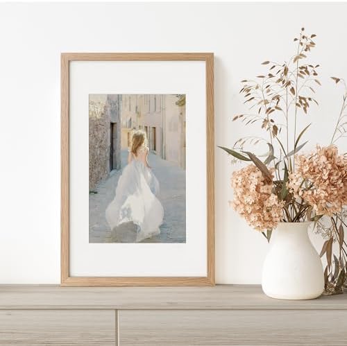 11x17 Picture Frame, Solid Oak Wood 11x17 Poster Frame with Mat to 8x12 - Image 2