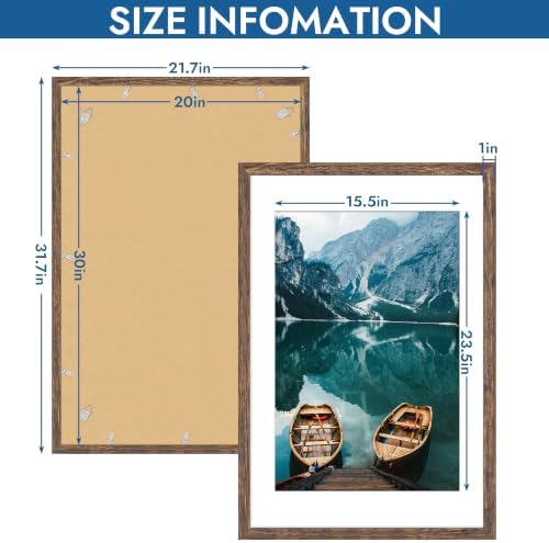 Hongkee 20x30 Frame Set of 4, 20 x 30 Rustic Brown Wood Style(Mat 16x24) - Image 3