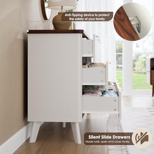 GarveeHome Fluted Dresser for Bedroom with 9 Deep Drawers, White - Image 7