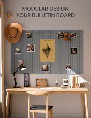 Fluxynara 36" x 24" Large Felt Bulletin Board, Blue Gray - Image 6