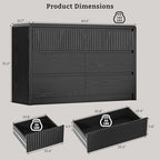 LYNSOM Black Fluted 7 Drawer Dresser for Bedroom, Curved Edge, 50" Wide - Image 2