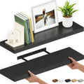 Ballucci Floating Shelves for Wall, 36" Wood Wall Shelf Set of 2, with Invisible Brackets for Bathroom, Living Room, Bedroom, Kitchen, Nursery, 8" Deep, Black by Ballucci
