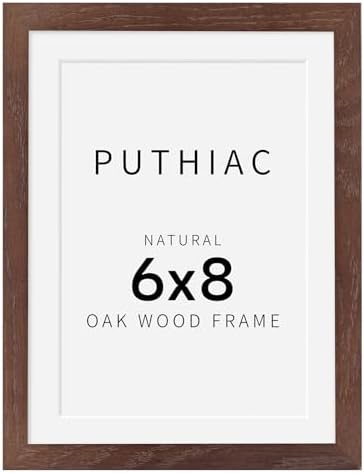 puthiac 6x8 Solid Oak Wood Picture Frame, Walnut, 1 Pack by PUTHIAC