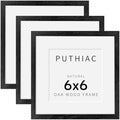 puthiac 6x6 Solid Oak Wood Picture Frames, Black, 3 Pack by PUTHIAC