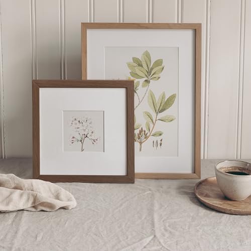 8x8 Picture Frames, Solid Oak Wood 8x8 photo Frame with Mat to 4x4 - Image 2
