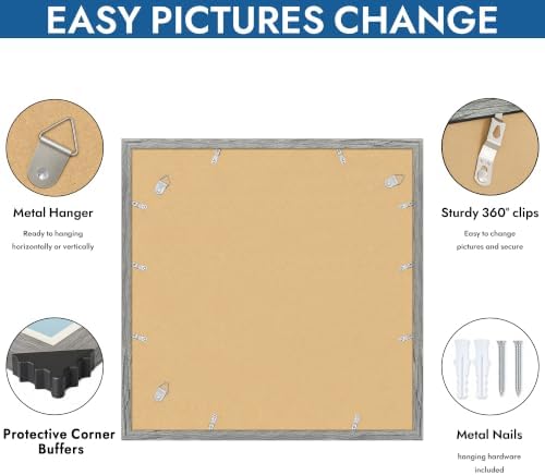 Hongkee 20x20 Frame Set of 4, 20 x 20 Grey Wood Style(Mat 16x16) - Image 5