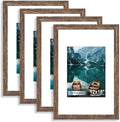 Hongkee 12x18 Picture Frame Set of 4, 12 x 18 Rustic Brown Wood(Mat 8.5x11) by Hongkee
