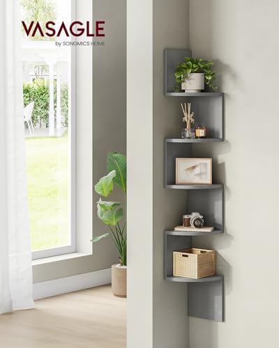VASAGLE Corner Shelf Wall Mount, 5-Tier Floating Corner Bookshelf - Image 2