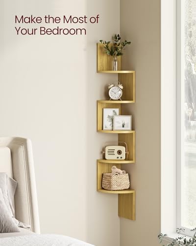 VASAGLE Corner Shelf Wall Mount, 5-Tier Floating Corner Bookshelf - Image 4