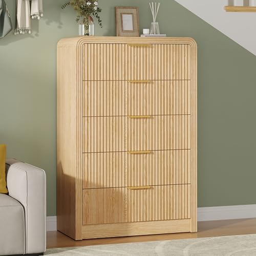 Decofy Fluted 5 Drawers Dresser, 48" Tall Chest of Drawers for Bedroom - Image 6
