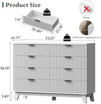 Xixini Fluted Dresser with 8 Drawers, 54" Wide Modern Chest of Drawers with Metal Handle, Wooden Dresser TV Stand, Wood Closet Clothes Storage Organizer for Bedroom, Living Room, Hallway, Solid White - Image 2