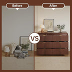 FURSUN Fluted 6 Drawers Dresser for Bedroom, 54" Wide Wooden Dresser with Metal Handle, Curved Profile Design, Modern Storage Organizer for Bedroom, Living Room, Hallway, Dark Walnut - Image 5