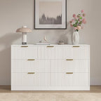 White 7 Drawer Dresser for Bedroom, 55" Wide Fluted Chest of Drawers with Gold Metal Handles, Modern Wood Dresser Closet Storage Organizer Mid Century TV Stand for Living Room Hallway - Image 6