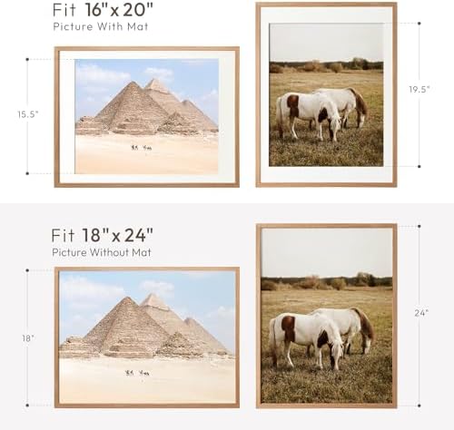 18x24 Poster Frame, Solid Oak Wood 18x24 Frames Matted to 16x20 - Image 3