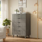 Wood Tall 5 Drawers Dresser, 27.6" W Fluted Modern Dressers for Bedroom - Image 6
