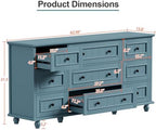 Scurrty Blue 9 Drawer Dresser, Large Chest of Drawers for Closet Storage - Image 2