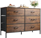 WLIVE Dresser for Bedroom with 6 Fabric Drawers, Rustic Brown by WLIVE