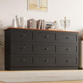 Furnify 9 Drawer Dresser, 59" Wide Dresser for Bedroom, Black by Furnify