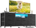 Furnulem 55" Dresser for Bedroom, 9 Drawer Dresser TV Stand for 55"-65" TV by Furnulem